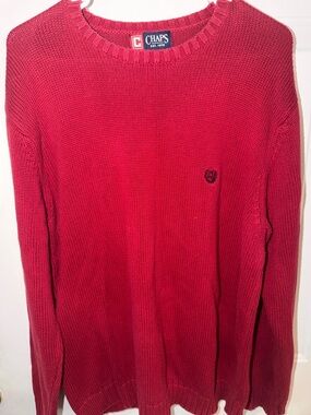 Chaps Red Knit Crewneck Sweater